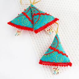 Felt Christmas Tree Decoration, Handcrafted Holiday Decor in Traditional Colours, Single Or Set Of Five Trees - thumbnail 3
