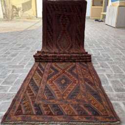 Antique 2'10x13'6 Moshwani Runner Rug - Hand-Knotted Vintage Woolen , Beautiful Geometric Design Boho Kitchen Hallway - thumbnail 2