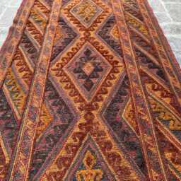 Antique 2'10x13'6 Moshwani Runner Rug - Hand-Knotted Vintage Woolen , Beautiful Geometric Design Boho Kitchen Hallway - thumbnail 4