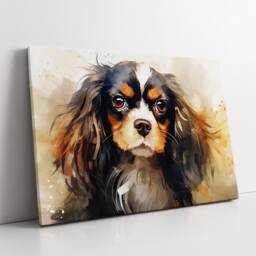 Cavalier King Charles Spaniel Crown Dog Pet Abstract Modern Painting Wall Art, Framed Canvas Poster Print, Home Kitchen Office Room Decor - thumbnail 2