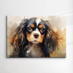 Cavalier King Charles Spaniel Crown Dog Pet Abstract Modern Painting Wall Art, Framed Canvas Poster Print, Home Kitchen Office Room Decor - thumbnail 3