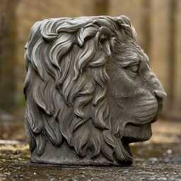 Stone Lion Head Planter Sculpture Concrete Pot Statue Garden King Decoration Cement Jungle Animal Ornament Outdoor Flower Art - thumbnail 4