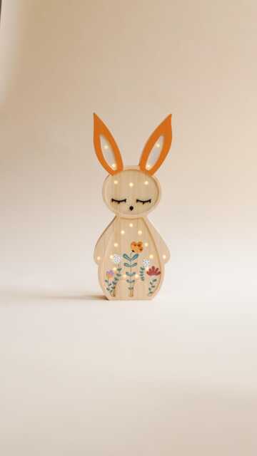 Wooden Bunny Night Light, Woodland Childrens Led Kids Wall Baby Nursery Lamp Easter Gift - image 1