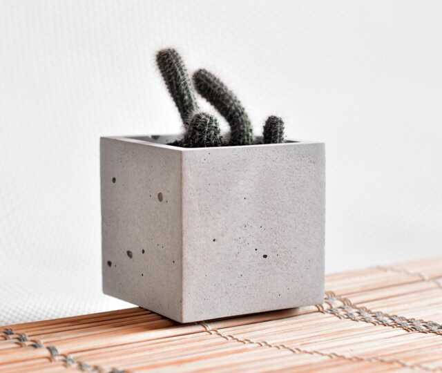 Square Concrete Planter Modern Minimalist Succulent & Cactus Pot - image 1