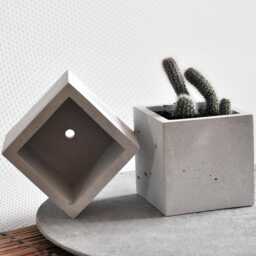 Square Concrete Planter Modern Minimalist Succulent & Cactus Pot - thumbnail 3