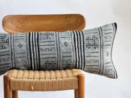 Vintage Hmong Lumbar Pillow Cover Indigo Hemp, Boho Farmhouse Decor - 14x36 - thumbnail 1