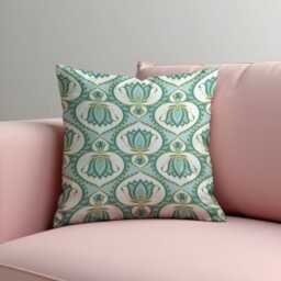 Art Deco Cushion Cover, Teal Geometric Decorative Throw Pillowcase - thumbnail 4
