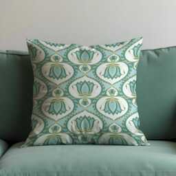 Art Deco Cushion Cover, Teal Geometric Decorative Throw Pillowcase