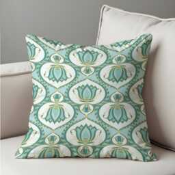 Art Deco Cushion Cover, Teal Geometric Decorative Throw Pillowcase - thumbnail 2