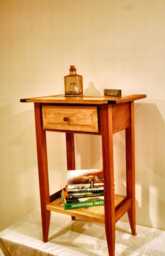Shaker Style Mahogany & Maple Nightstand With Drawer Shelf - thumbnail 1