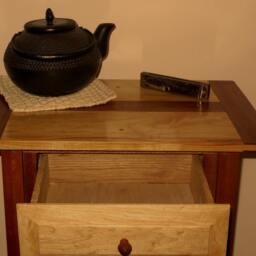 Shaker Style Mahogany & Maple Nightstand With Drawer Shelf - thumbnail 4