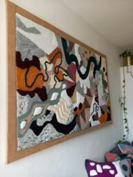 Extra Large Abstract Tapestry, Colorful Textured Yarn Wall Art, Contemporary Kilim Home Decor