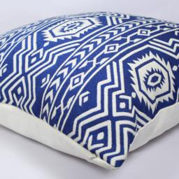 Geometric Blue Pillow Cover Jacquard Cotton Throw Cushion - thumbnail 4