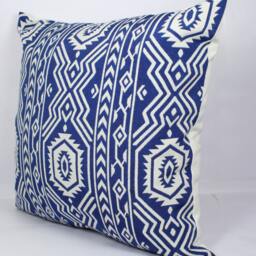 Geometric Blue Pillow Cover Jacquard Cotton Throw Cushion - thumbnail 3