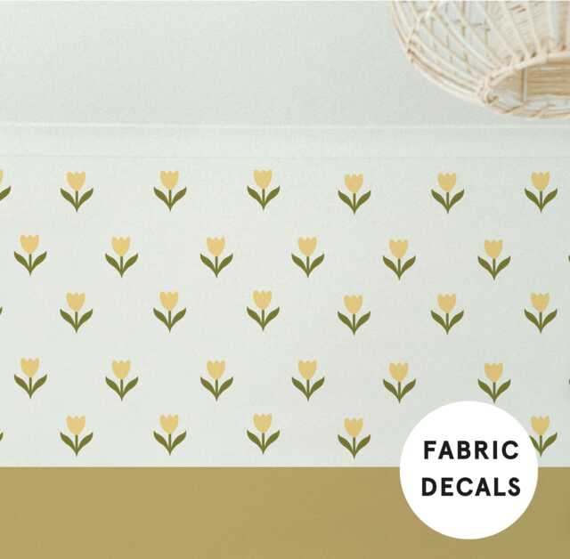 36 Butter Yellow Tulip Fabric Wall Decals Nursery & Playroom Decor - image 1