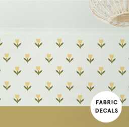36 Butter Yellow Tulip Fabric Wall Decals Nursery & Playroom Decor - thumbnail 1