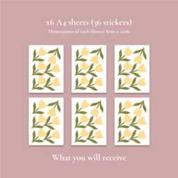 36 Butter Yellow Tulip Fabric Wall Decals Nursery & Playroom Decor - thumbnail 3