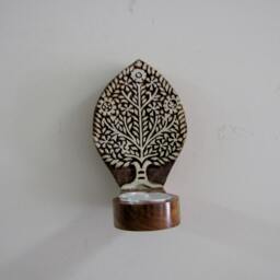 Wood Tea Light Candle Holder, Wall Mounted, Textile Block .india Art, Floral, Tree Wooden Print, Diwali Gift - thumbnail 2