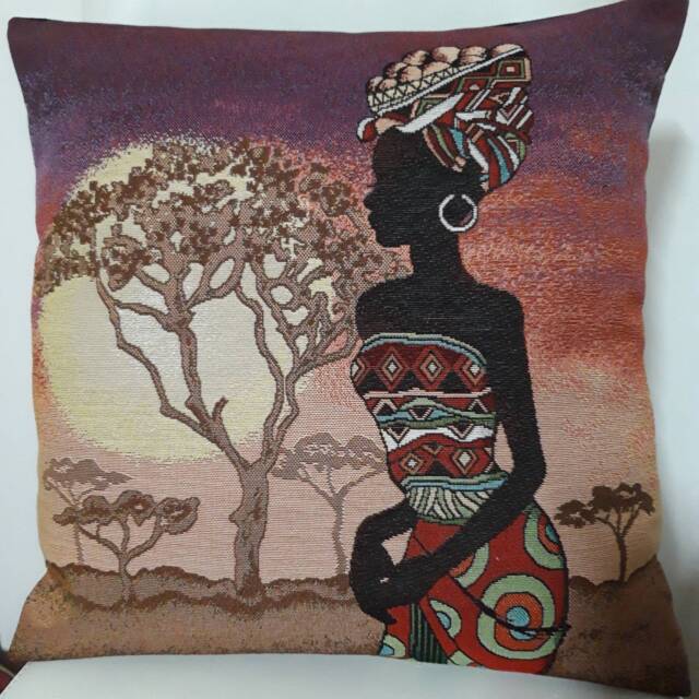 African Jacquard Tapestry Cushion Cover 45x45 cm. Trendy Interior Decoration - Decorative Housewarming Birthday - image 1