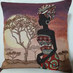 African Jacquard Tapestry Cushion Cover 45x45 cm. Trendy Interior Decoration - Decorative Housewarming Birthday - thumbnail 1