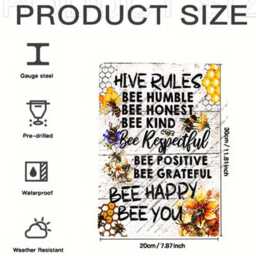 Bee Rules Metal Wall Decor, Inspirational Honeybee, Rustic Farmhouse Style, Hive Design, Family Rules - Decoration Sign - thumbnail 3