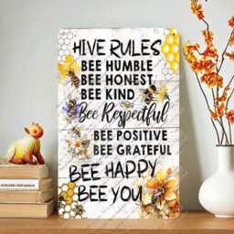 Bee Rules Metal Wall Decor, Inspirational Honeybee, Rustic Farmhouse Style, Hive Design, Family Rules - Decoration Sign - thumbnail 1
