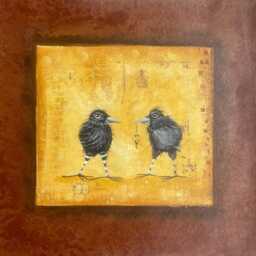Hand Painted Ravens Floor Cloth Durable Rugs - thumbnail 4