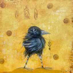 Hand Painted Ravens Floor Cloth Durable Rugs - thumbnail 3