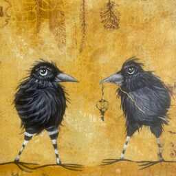 Hand Painted Ravens Floor Cloth Durable Rugs - thumbnail 2