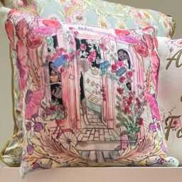 Peggy Porschen Inspired Shop Window Cushion, Floral, Pretty London Patisserie Art Scatter Cushion - thumbnail 3