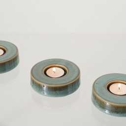 Handmade Ceramic Candle Holder, Tealight Candleholder, Candles & Home Fragrance, Housewarming Gift - Caleo , Oily Green Melange - thumbnail 2