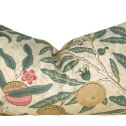 William Morris Fruit Ivory & Teal Bolster Cushion Cover - thumbnail 2
