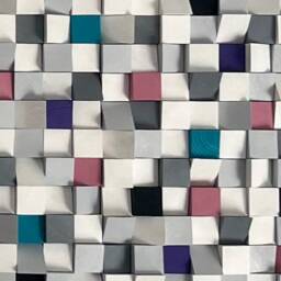 Hand-Painted Mosaic Wood Art 3D Geometric Wall Sculpture - thumbnail 4