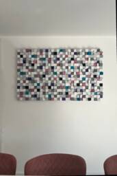 Hand-Painted Mosaic Wood Art 3D Geometric Wall Sculpture - thumbnail 1
