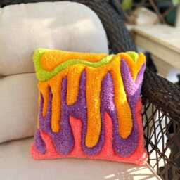 Melting Abstract Fluffy Handmade Tufted Pillow Case, Colorful Wavy Cushion, Customizable Colors - thumbnail 3
