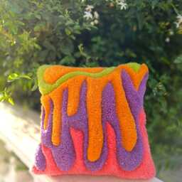 Melting Abstract Fluffy Handmade Tufted Pillow Case, Colorful Wavy Cushion, Customizable Colors - thumbnail 4