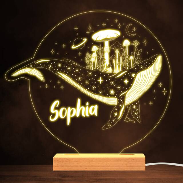 Mystical Whale Stars Planet Mushrooms Warm Lamp Personalised Gift Night Light - Bedroom - image 1
