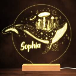 Mystical Whale Stars Planet Mushrooms Warm Lamp Personalised Gift Night Light - Bedroom - thumbnail 1