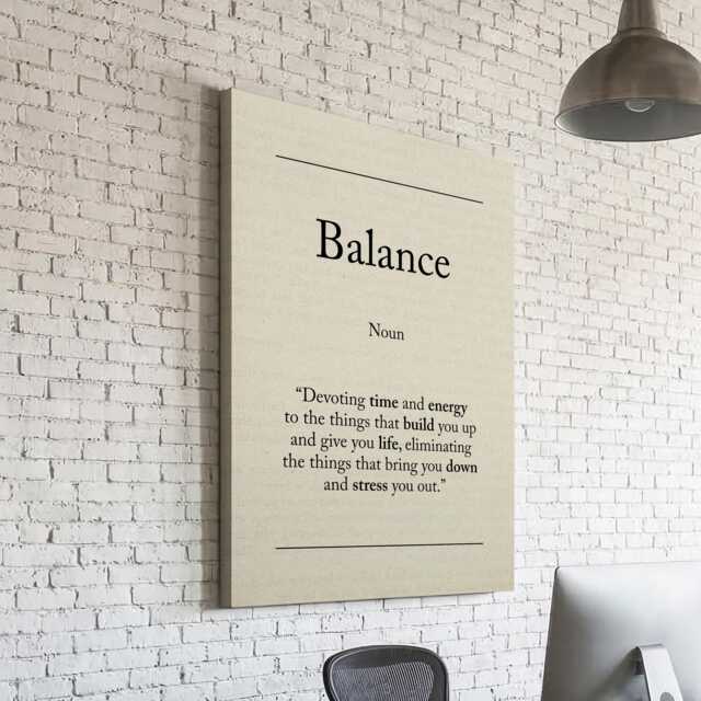 Balance Book Page Definition Quote Positivity Inspirational Framed Canvas Wall Art Poster Print Home Office Work Living Room Decor Gift - image 1