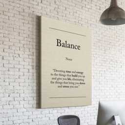 Balance Book Page Definition Quote Positivity Inspirational Framed Canvas Wall Art Poster Print Home Office Work Living Room Decor Gift - thumbnail 1