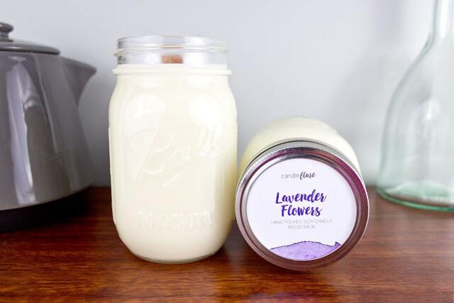 Lavender Flowers Soy Candle in Pint Mason Jar - 30Th Birthday Gift Vegan - image 1