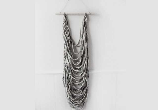 Knitted Wall Hanging. Large Macrame Fiber Yarn Tapestry - image 1