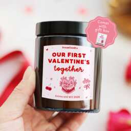 First Valentines Together As Couples Boyfriend Girlfriend - Valentine's Day Gift For Him Her Husband Wife Mr Mrs Personalized Candle - thumbnail 1