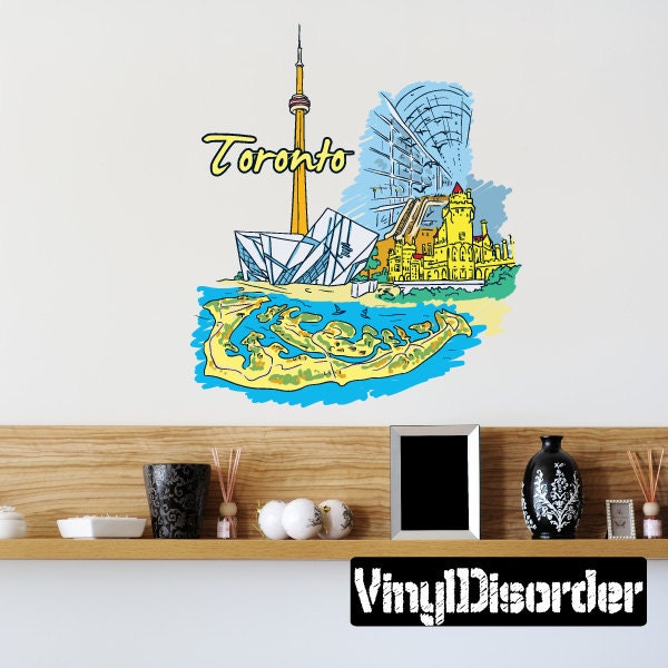 Famous City Toronto Wall Decal - Fabric Vinyl Removable & Reusable Famouscityuscolor023Et