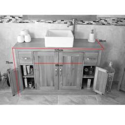 White Painted Bathroom Furniture - Oak Storage Cabinet Solid 402P - thumbnail 4