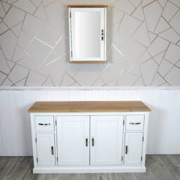 White Painted Bathroom Furniture - Oak Storage Cabinet Solid 402P