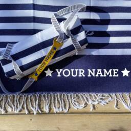 Personalised Cotton Beach Towel & Carrier Strap, 2nd Anniversary Gift Set, Cotton Gift For Couple, Wedding - thumbnail 2