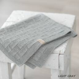 Hand Knitted Merino Wool Baby Blanket Grey Newborn Photo Prop