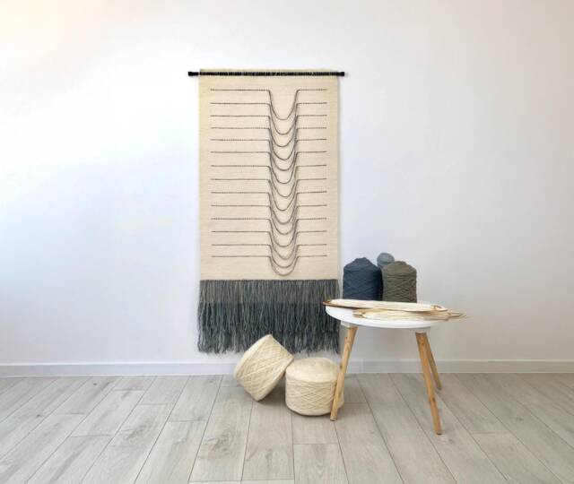 Large Wool Wall Hanging - Natural Fiber Art Tapestry Decoration Minimalist Neutral Decor Handmade Textile - image 1