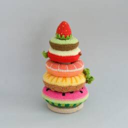 stacking Toy Crochet Fruit Baby Pyramid 1 Year Old Gift - thumbnail 2